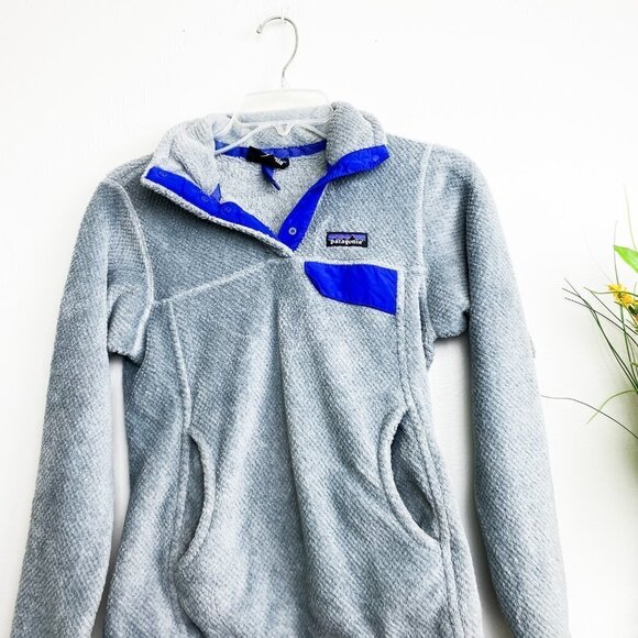 🦋 PATAGONIA Gray Purple Re-tool Synchilla Pullover XS - Picture 2 of 5